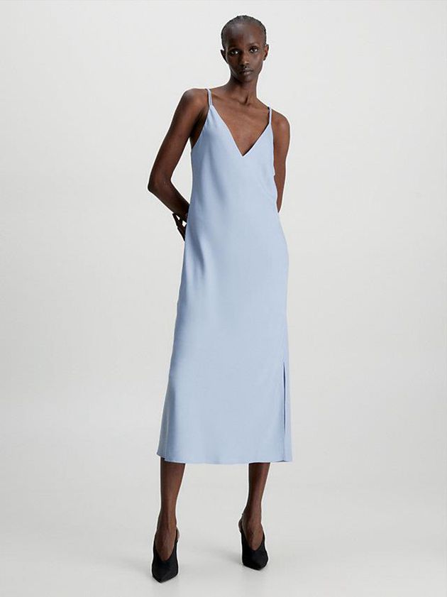 Calvin Klein USA Slim Midi Slip Womens Dress Blue 0216478-XJ